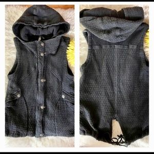 M mur mur vest hoodie textured 100% cotton